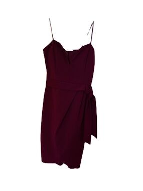 Sleeveless Side-Tie Mini Dress in Wine Red